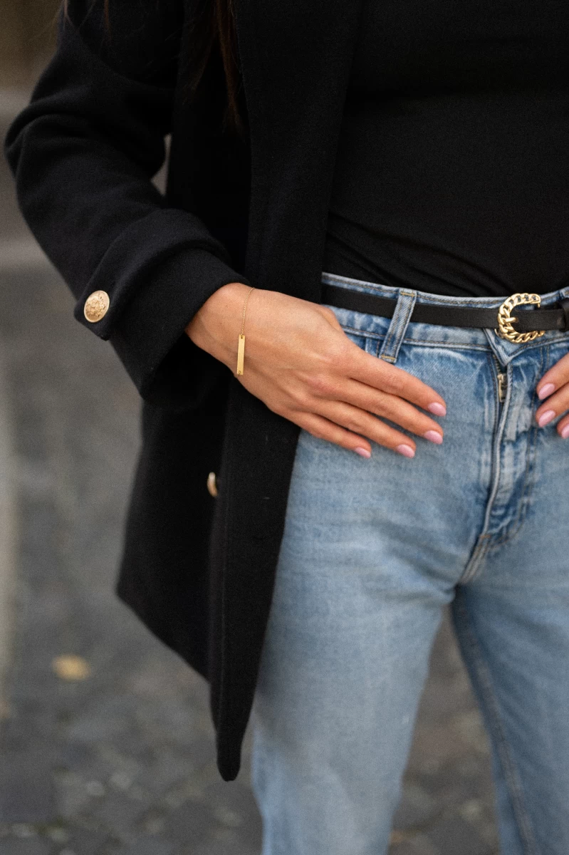 Zapestnica iz roza zlata 14K z dolgo ploščico