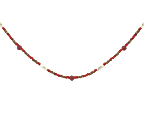 ZILIA Verona Biser Garnet Mineral Srebro 925 Ogrlica