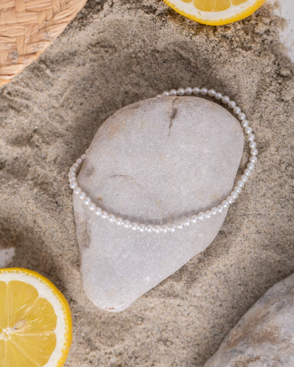 ZILIA White Ghost Biser Srebro 925 Nožna zapestnica