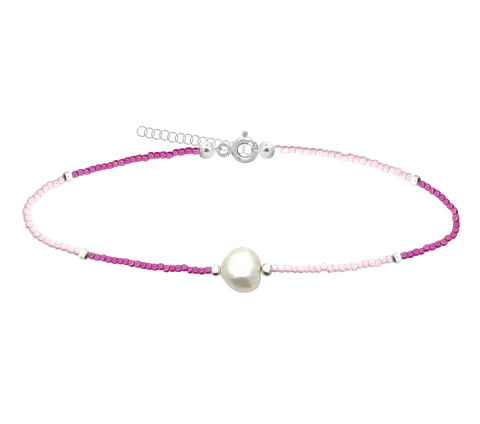 ZILIA Pink Design Biser Srebro 925 Zapestnica