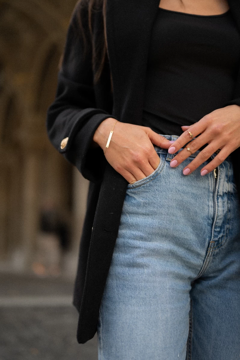 Roza zlat 14K prstan z 1 kamnom iz cirkonija