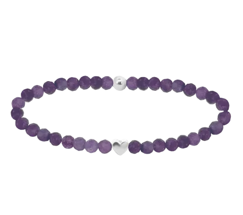 ZILIA Gemstone Amethyst Heart Srebro 925 Mineral Zapestnica