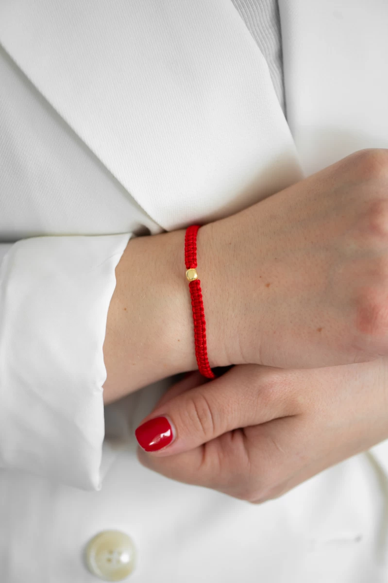 Makrame zapestnica iz niti z magnetnim zapiralom iz srebra 925, prevlečenega z rumenim zlatom