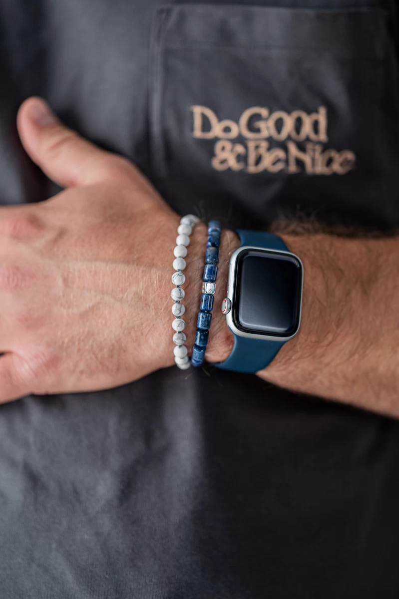 Zapestnica iz minerala dumortierita iz sterling srebra 925