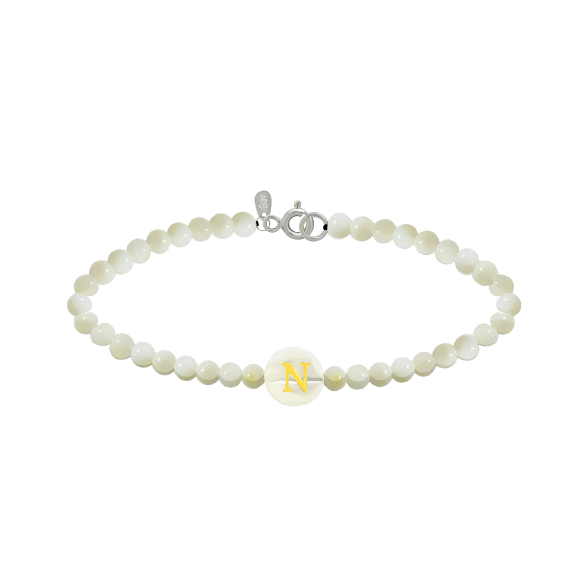 Zapestnica s črko iz biserne matice iz srebra 925
