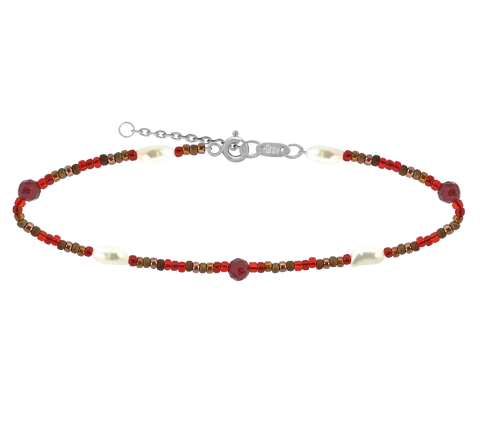 ZILIA Verona Biser Garnet Mineral Srebro 925 Zapestnica