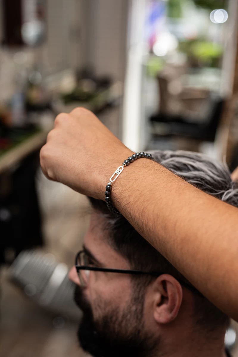 ZILIA Clasp for Him Hematite Srebro 925 Zapestnica