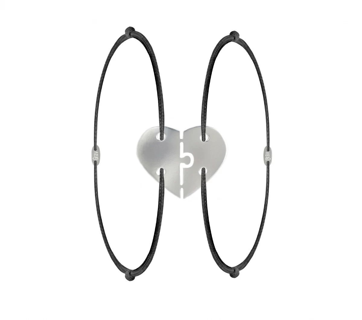 Srebrna zapestnica za par z vrvico