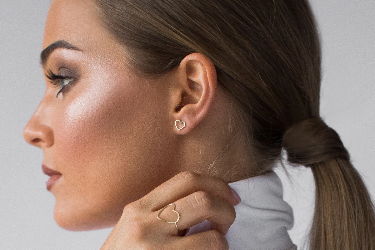 ZILIA Contour Heart Zlato 14K Uhani