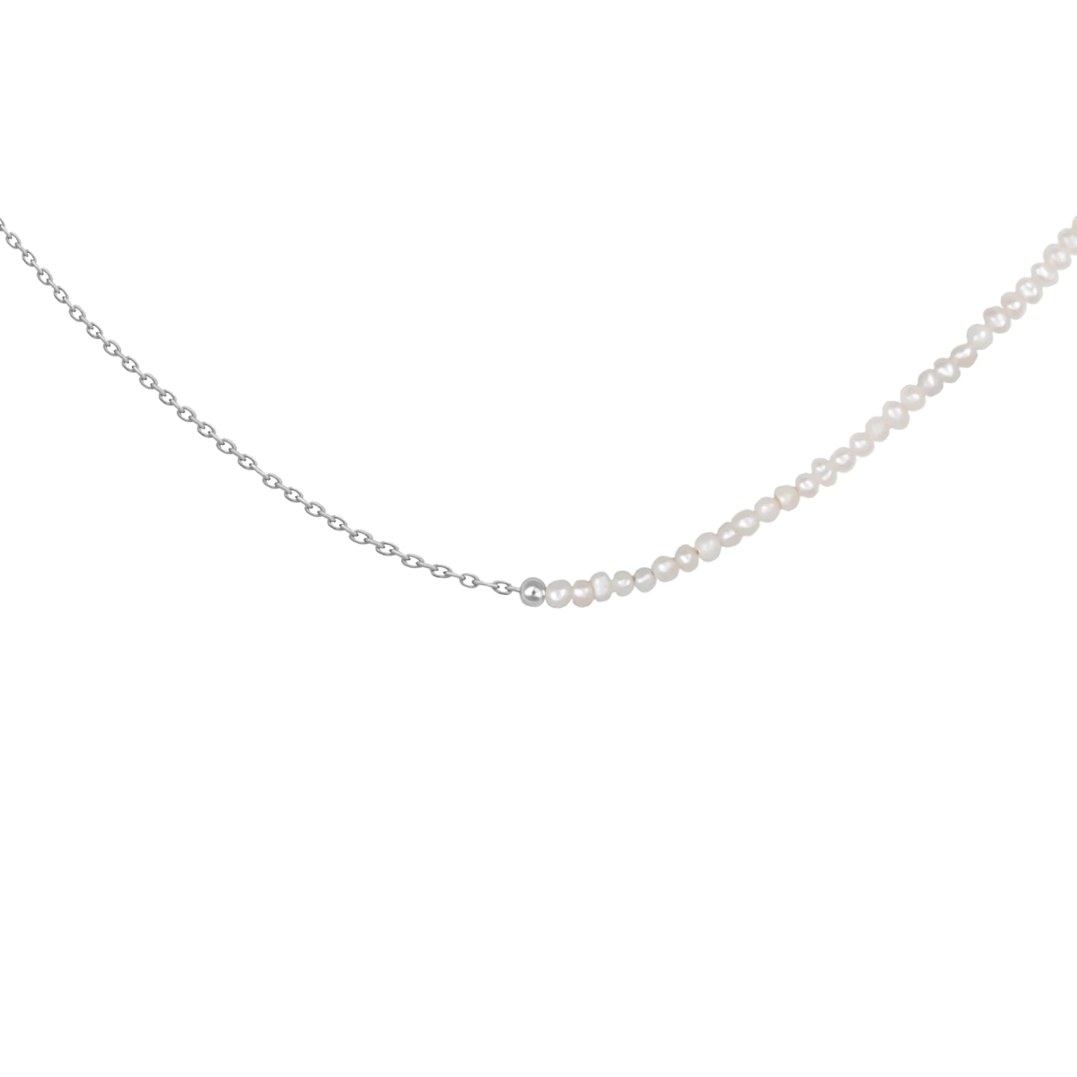 Ogrlica z verižico z majhnimi biseri iz srebra 925
