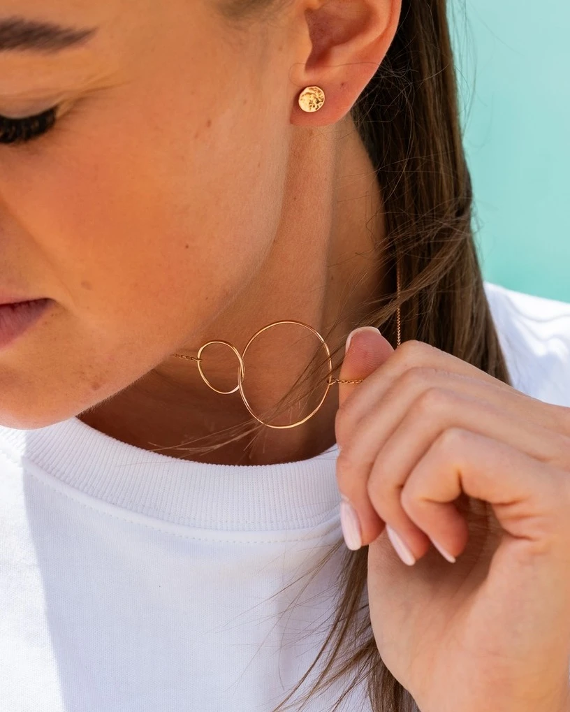 Uhani Quintessa Circle iz roza zlata 14K