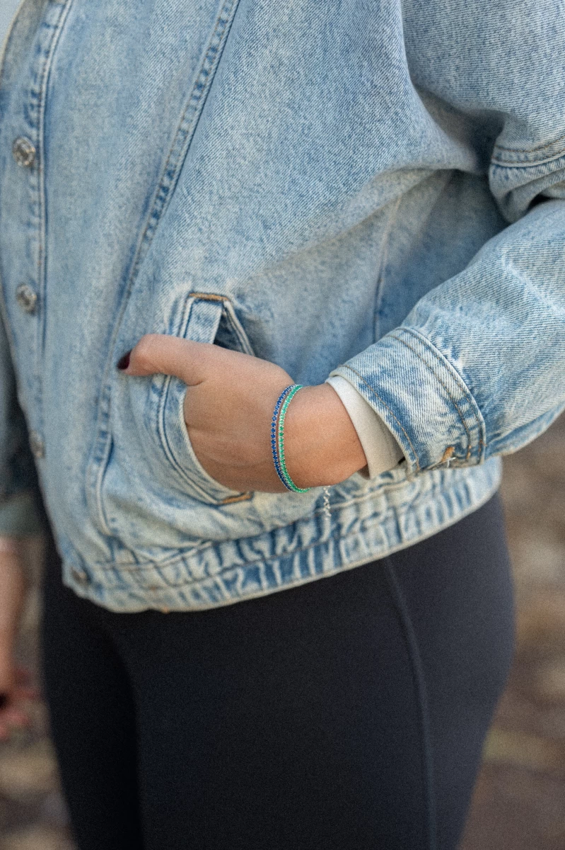 Tenis zapestnica z modrim cirkonom iz srebra 925