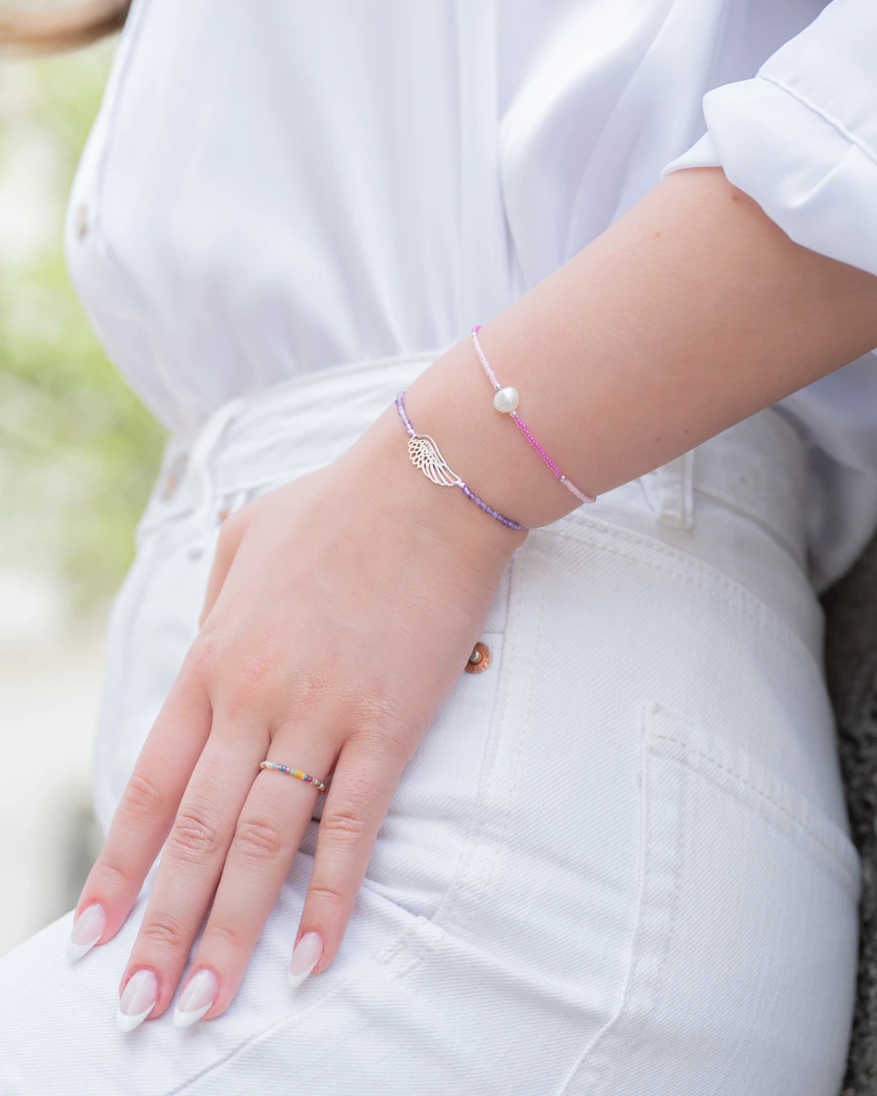ZILIA Pink Design Biser Srebro 925 Zapestnica