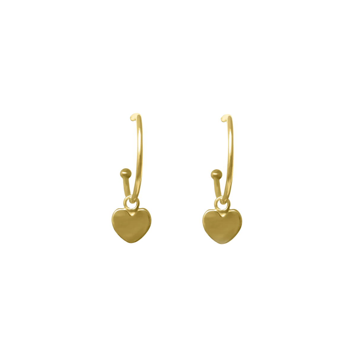 Obročasti rumeno zlati uhani s srcem