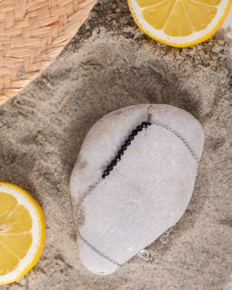 Gleženjska verižica iz srebra sterling 925 z dragimi kamni spinel