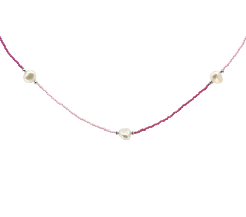 ZILIA Pink Design Biser Srebro 925 Ogrlica