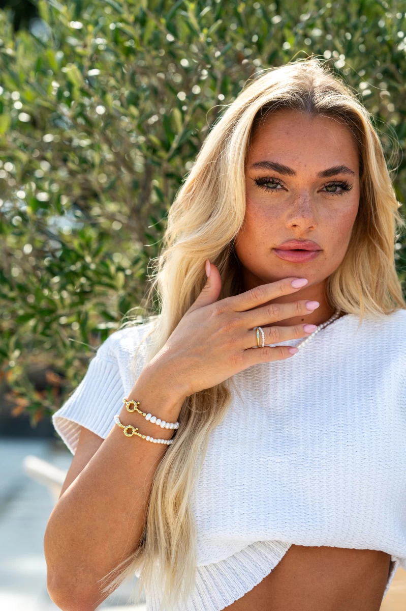 Zapestnica z biseri iz srebra 925, pozlačena z rumenim zlatom