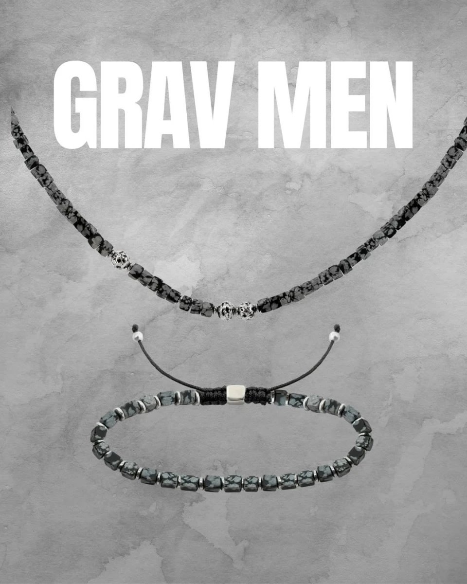 ZILIA Men Force Obsidian Srebro 925 Zapestnica