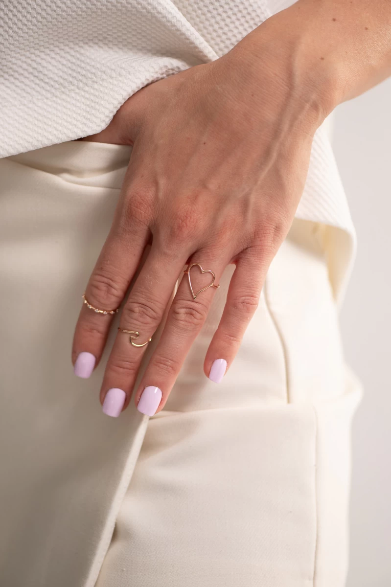 Prstan iz roza zlata 14K Belle Contour Heart